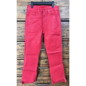Mother Jeans Women's Sz 24 Red The Insider Crop Step Fray Distressed Hem